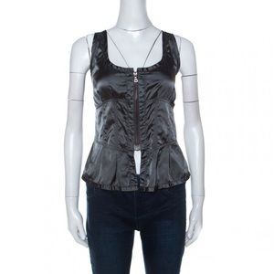 Prada Sport Grey Corset Style Zip Front Top Lace M